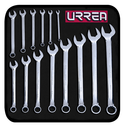 Urrea Full polished 12-pt combination wrench set 14 pc 1200D